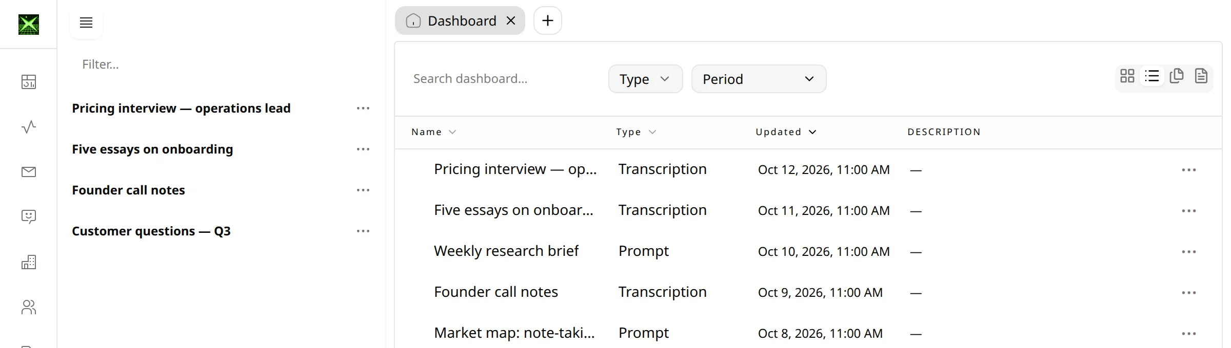 An Xevol library of six Structs: interviews, essays, a weekly research brief, and a market map.